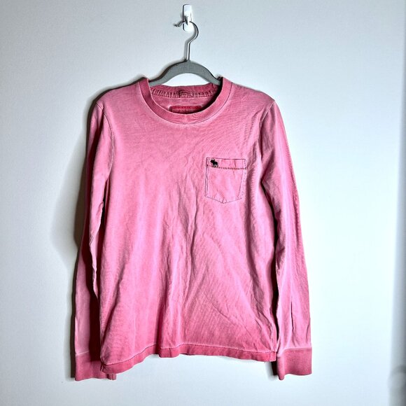 Abercrombie & Fitch Men's Muscle Tee Acid Wash Pink Early 00's Moose Logo Sz L - Picture 1 of 4